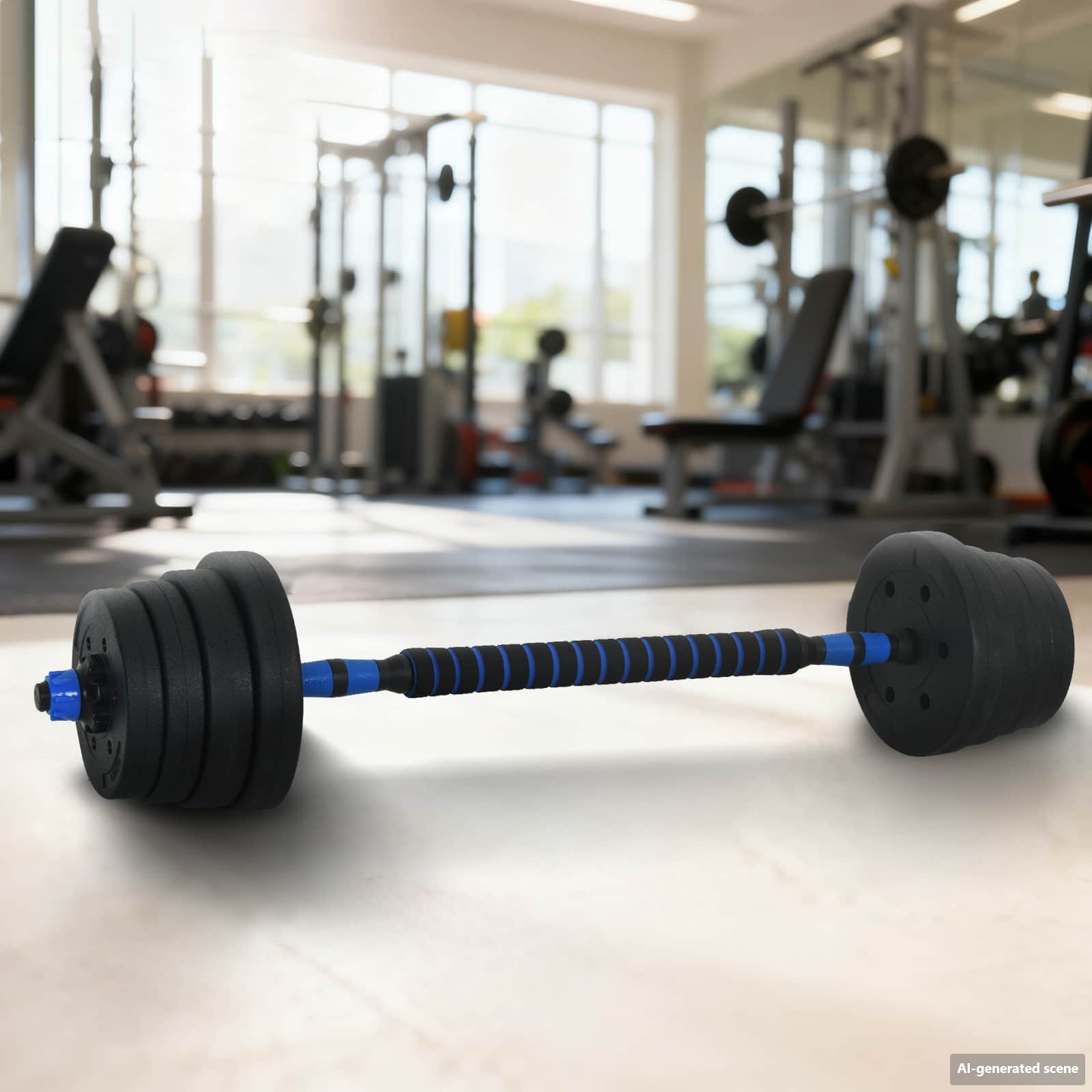 2-in-1 hantli ja kangi komplekt 30 kg Must ja Sinine
