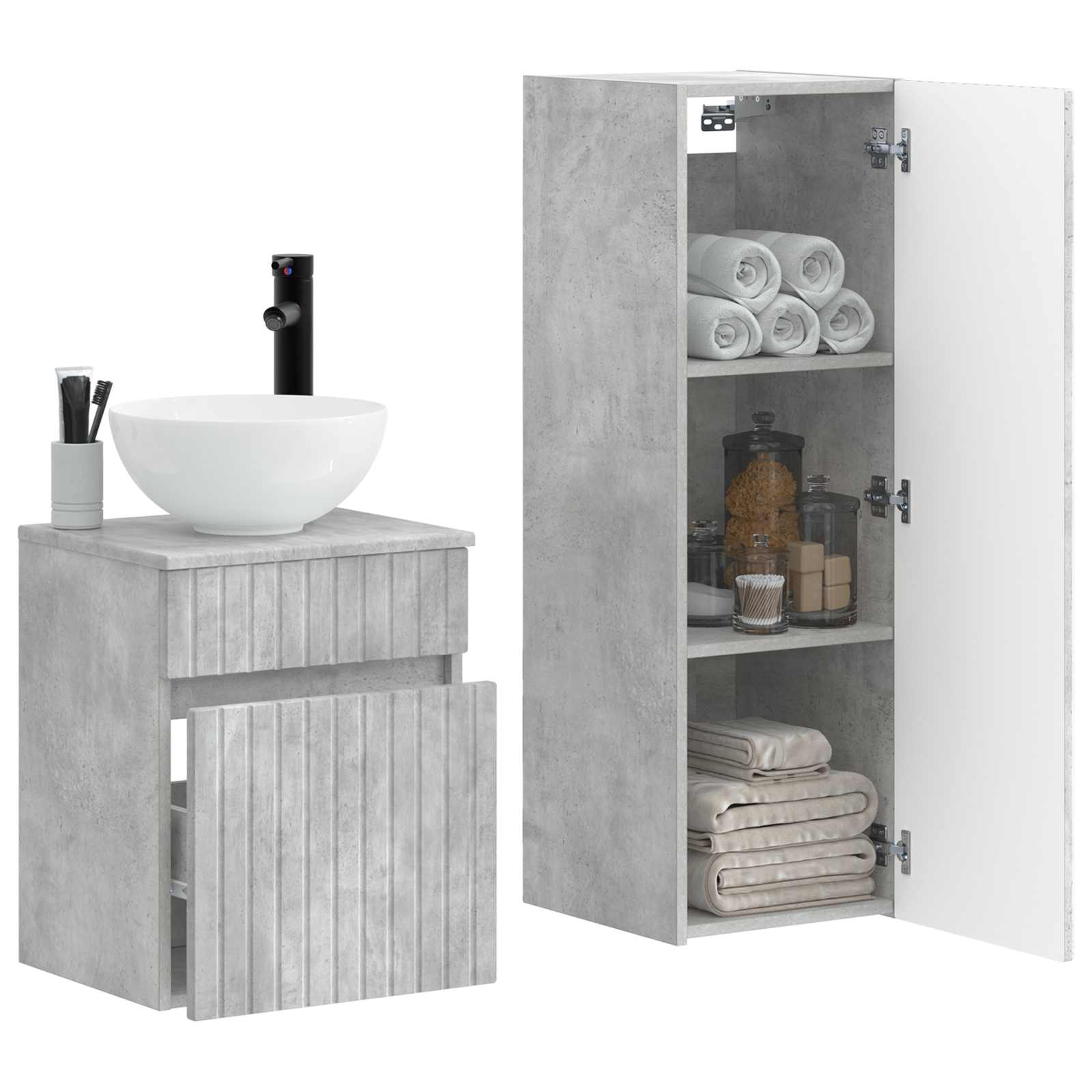 Vannitoa mööbleset 2 tk Betoonhall 33 x 34,5 x 100 cm Tehispuit
