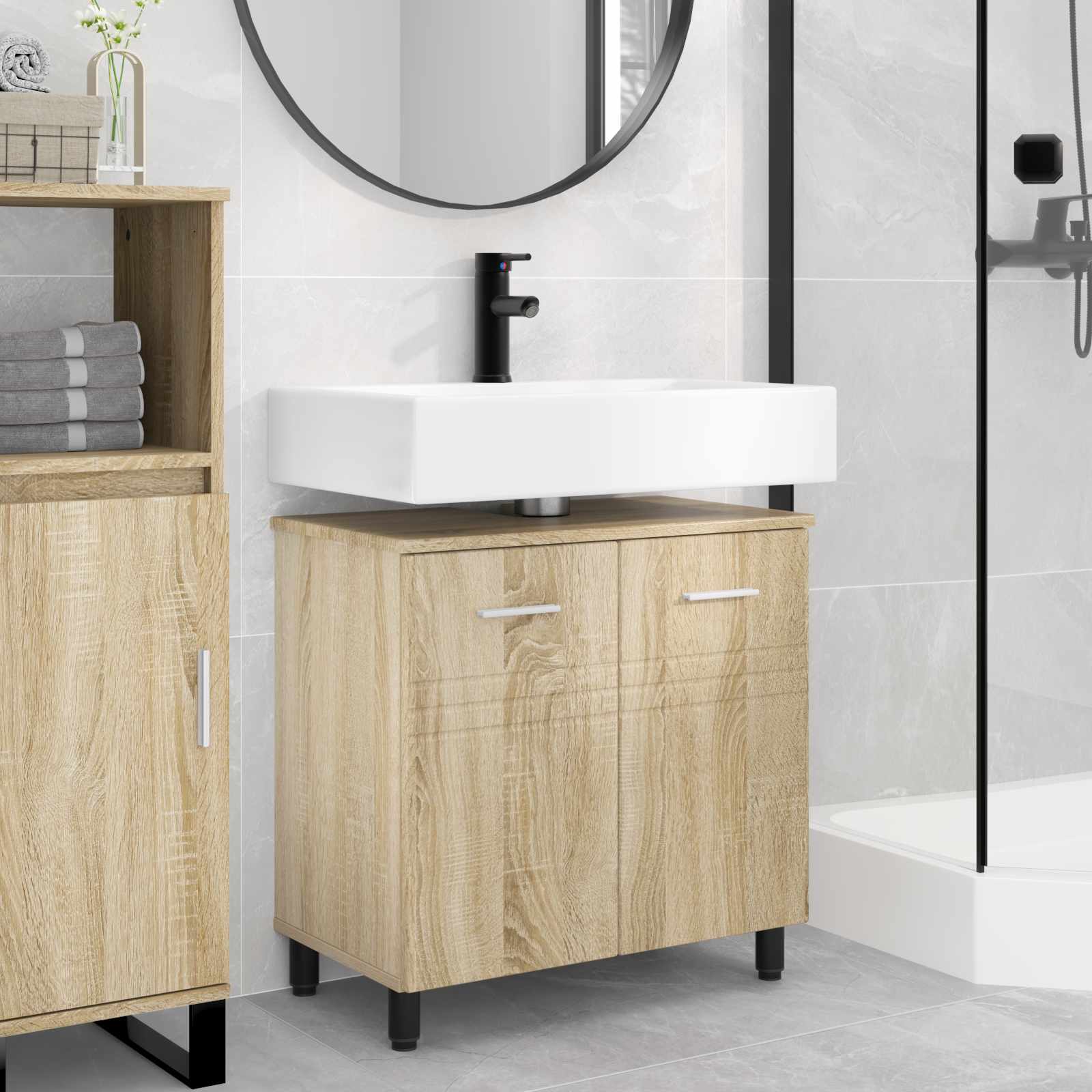 Vannitoa peegelkapid Sonoma tamm 60 x 35 x 60 cm Tehispuit