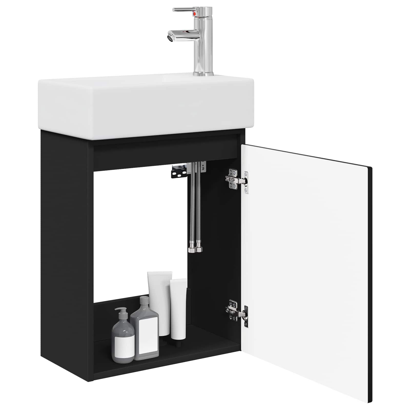Vannitoa vanity üksus koos segistiga Must 45,5 x 22,5 x 84 cm