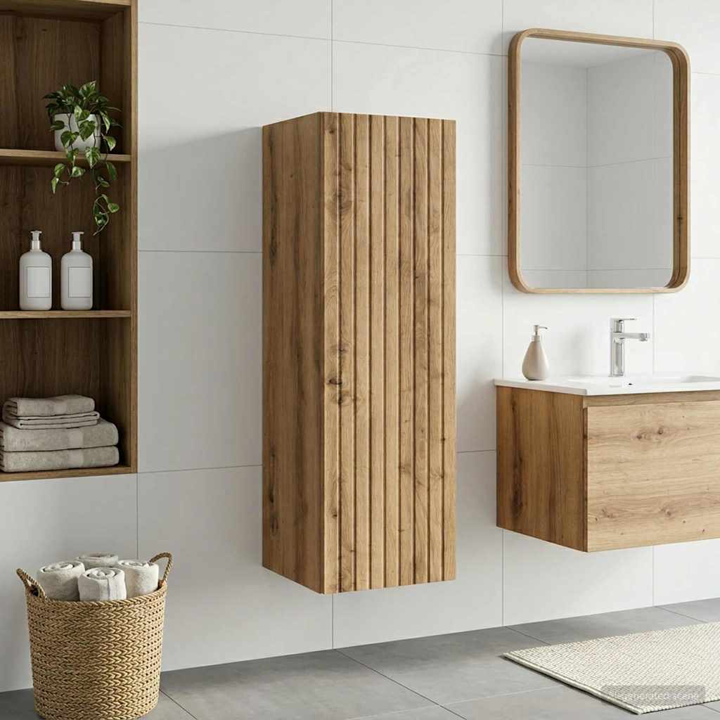 Seinale kinnitatav vannitoikapp Artisan tamm 33 x 34,5 x 60 cm