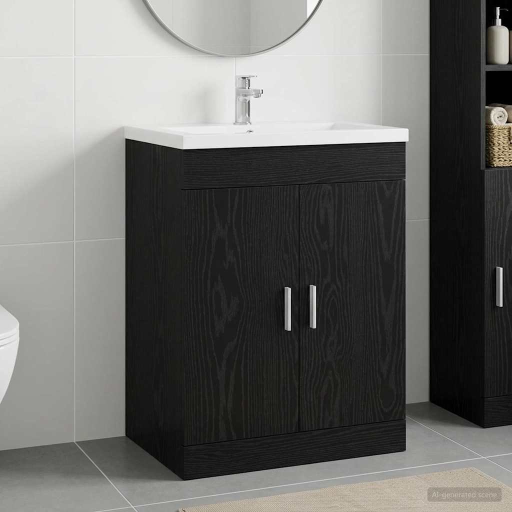 Vannitoa all oleva kraani kapp Must tamm 78,5 x 37,5 x 81 cm
