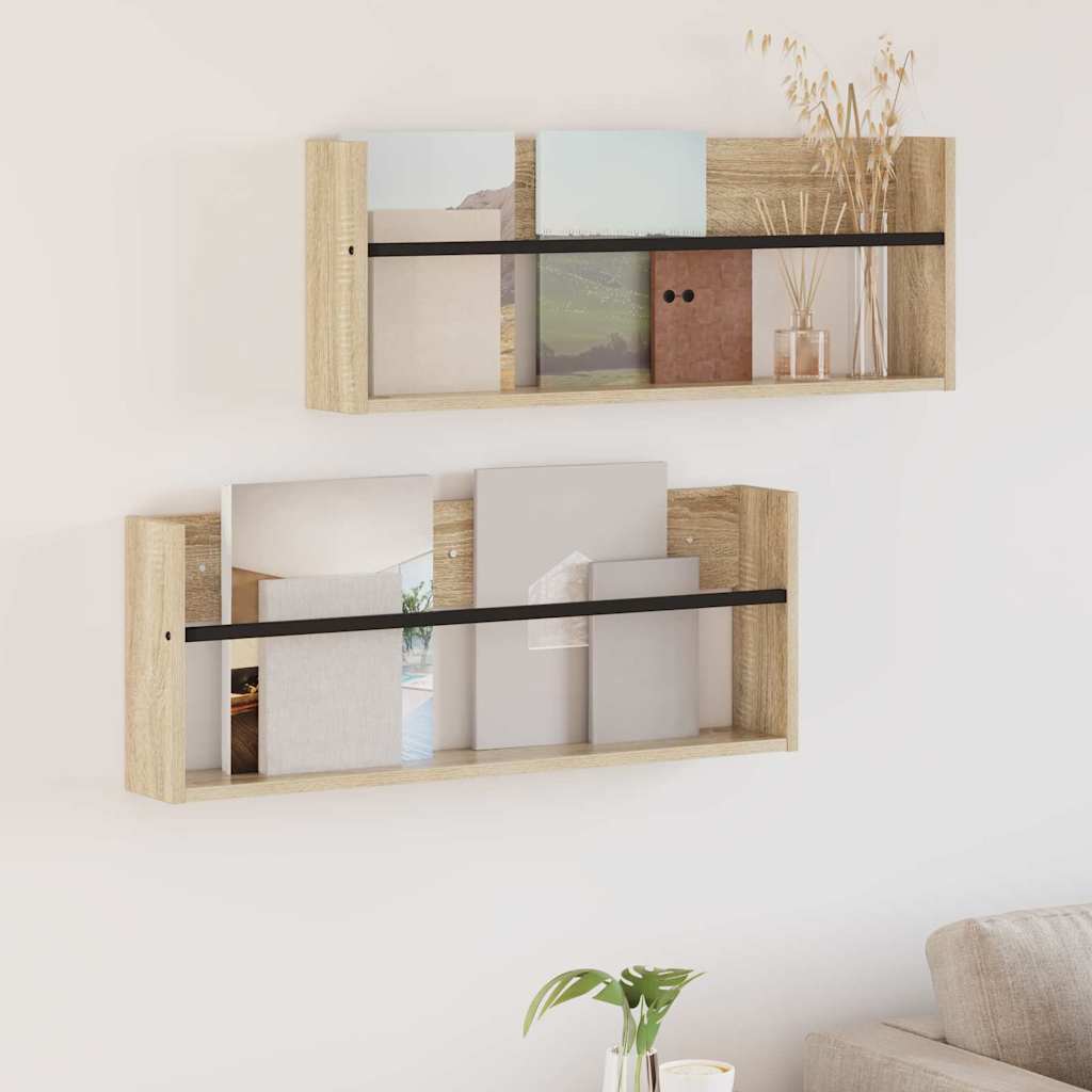 Ajakirja riiul 2 tk Sonoma tamm 80 x 12 x 30 cm Tehispuit