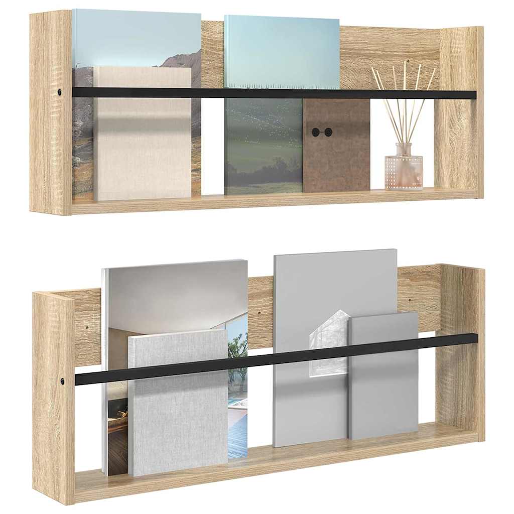 Ajakirja riiul 2 tk Sonoma tamm 80 x 12 x 30 cm Tehispuit