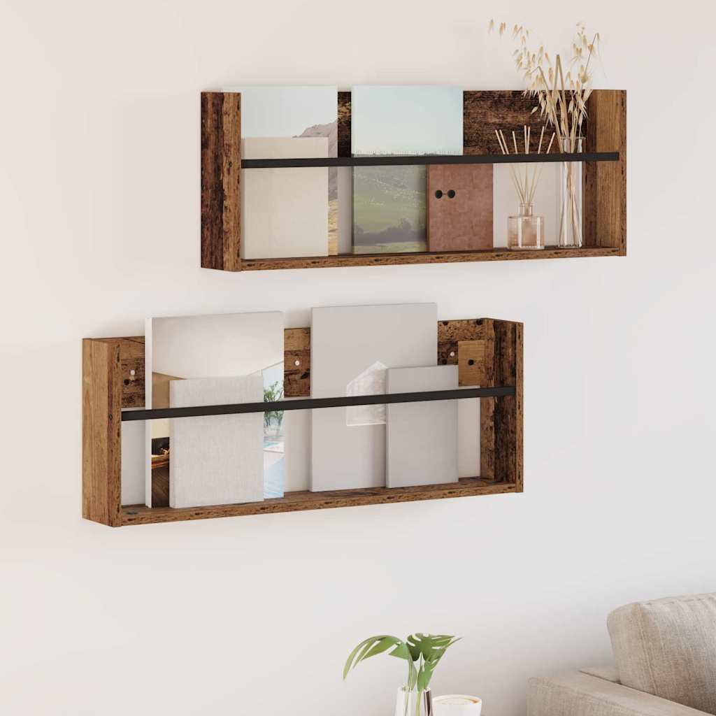 Ajakirja riiul 2 tk Vana puit 80 x 12 x 30 cm Tehispuit