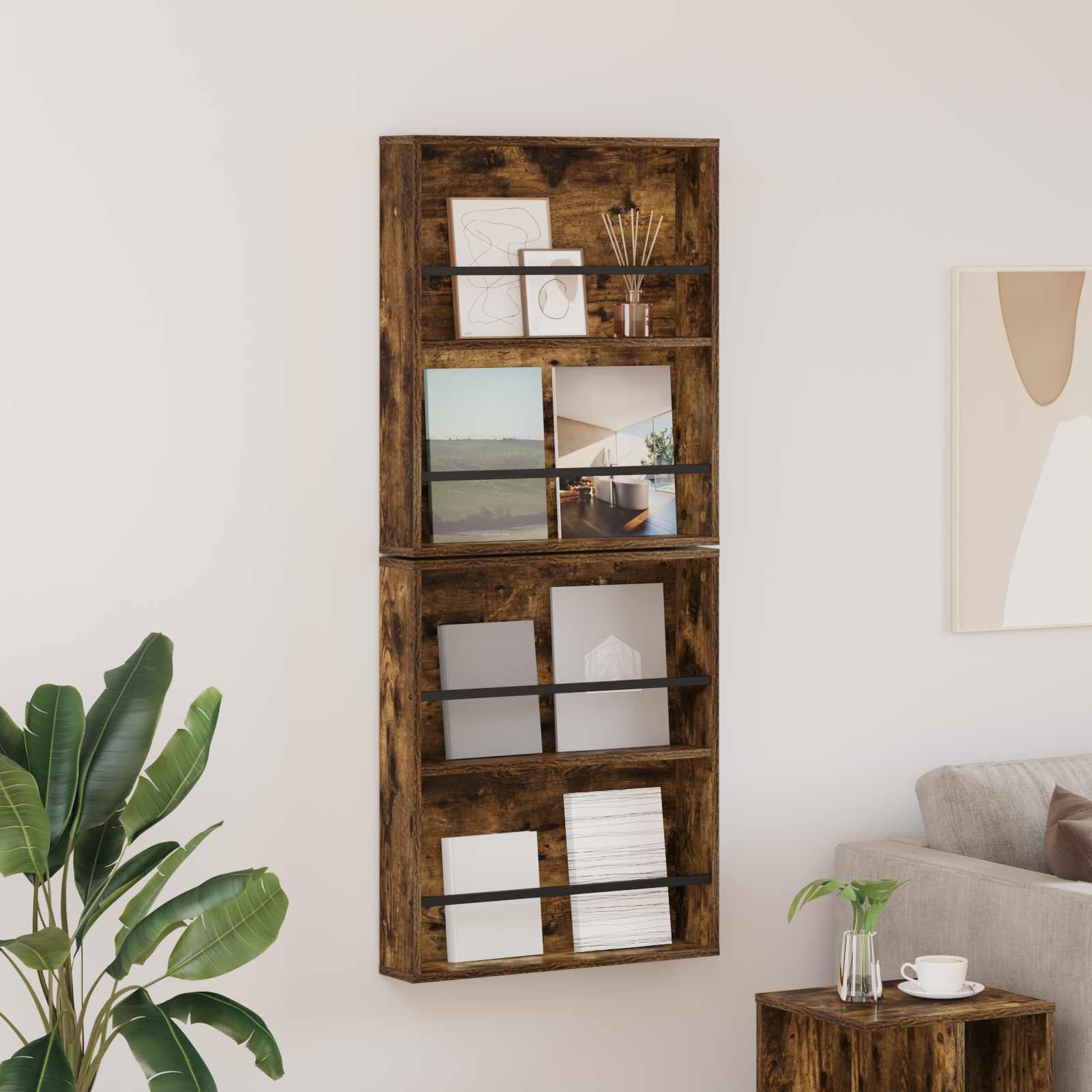 Ajakirja riiul 2 tk Suitsutatud tamm 60 x 12 x 70 cm Tehispuit