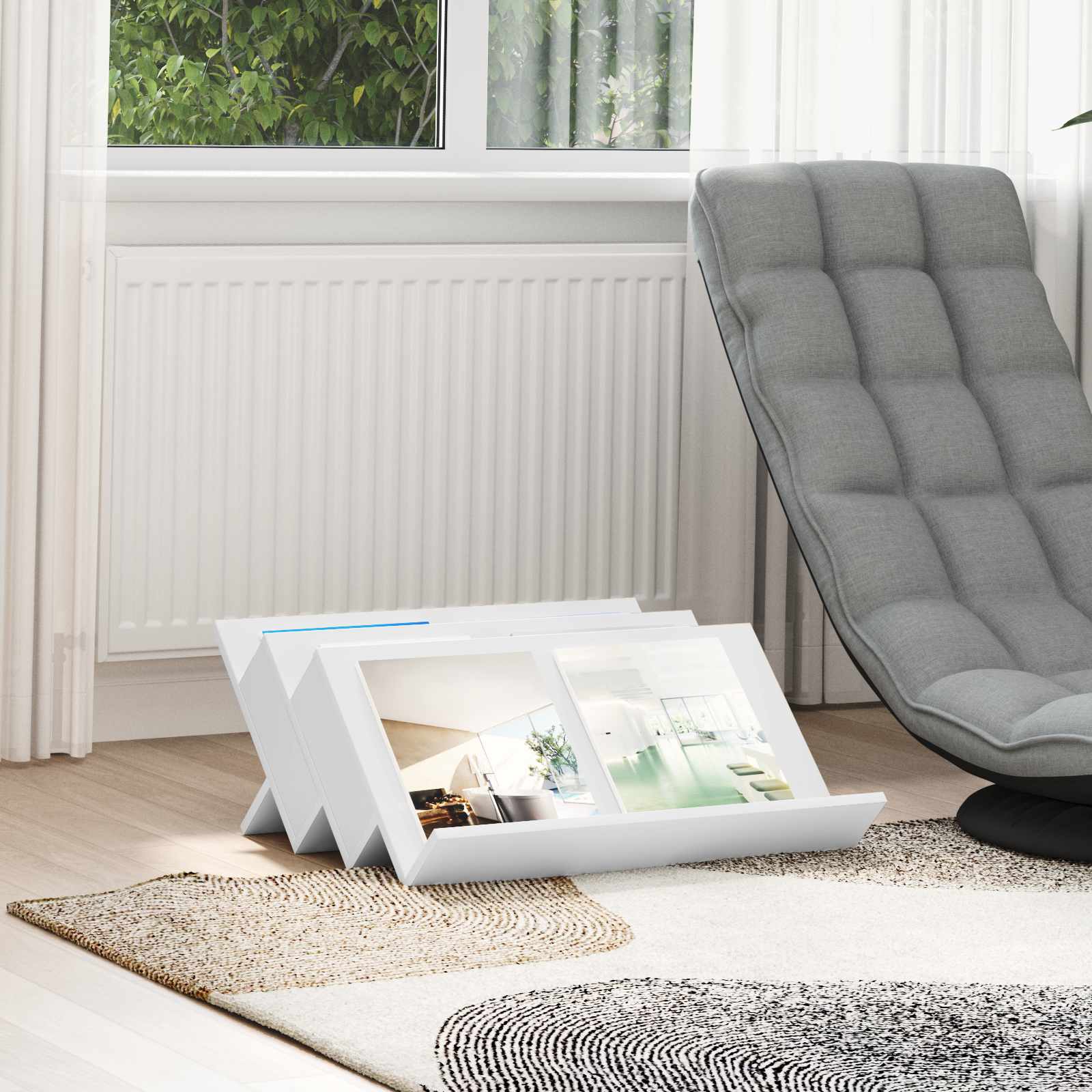 Ajakirja riiul riiuliga Valge 65 x 53 x 28,5 cm Tehispuit