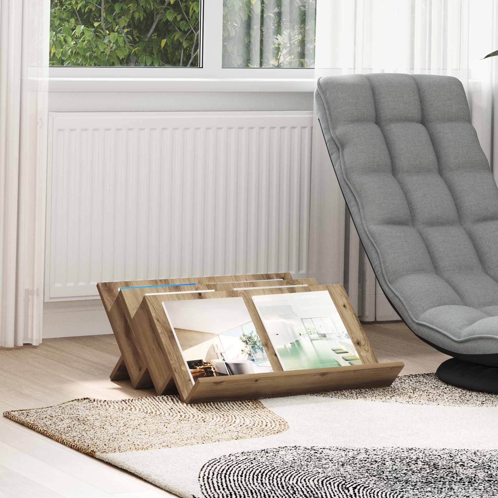 Ajakirja riiul riiuliga Käsitööpuu 65 x 53 x 28,5 cm Tehispuit