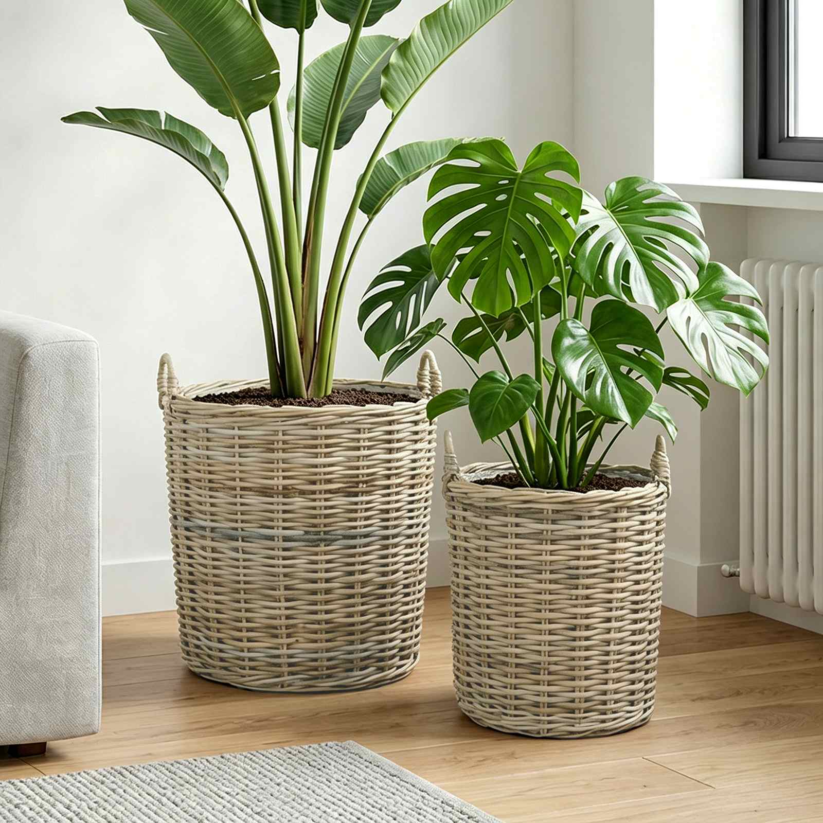 Istutuskorv ladustamisega GENDT 2 tk Looduslik hall Kubu rattan