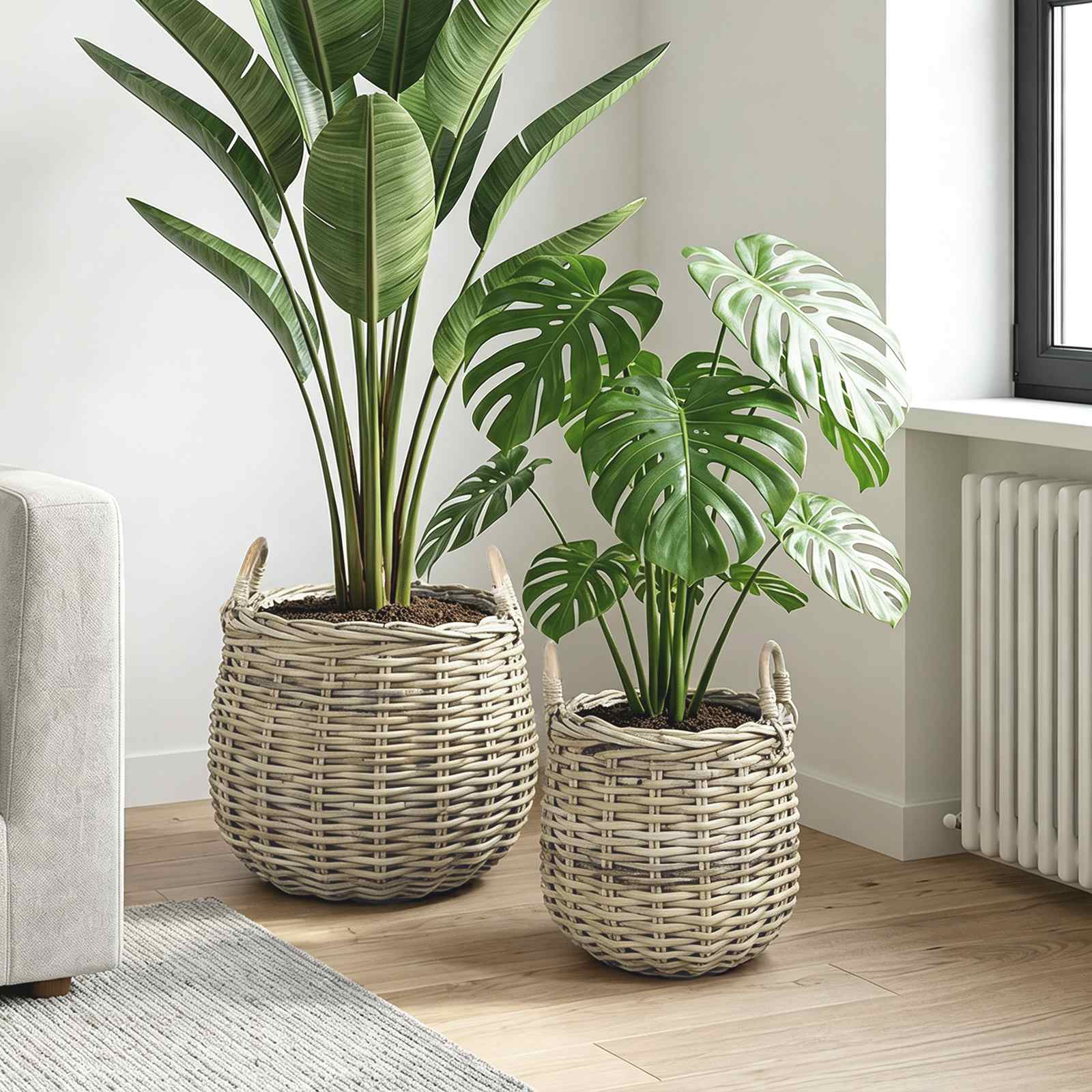 Istutuskorv ladustamisega GENDT 2 tk Looduslik hall Kubu rattan