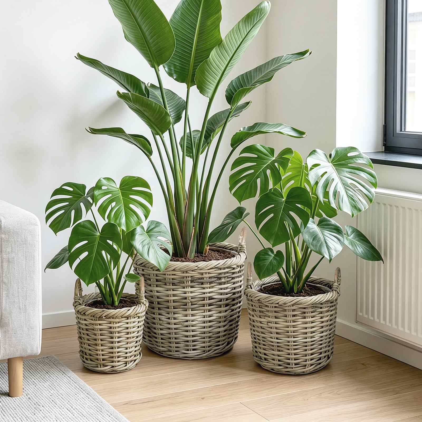 Istutuskorv ladustamisega GENDT 3 tk Looduslik hall Kubu rattan