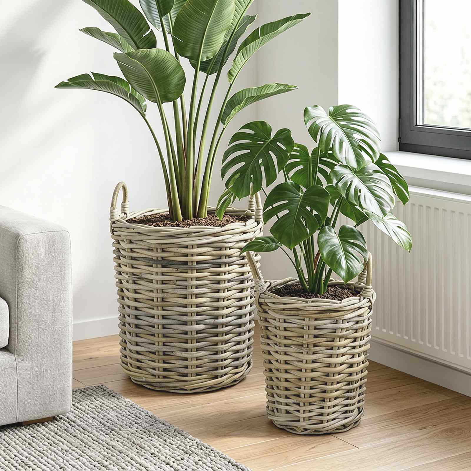 Istutuskorv ladustamisega GENDT 2 tk Looduslik hall Kubu rattan