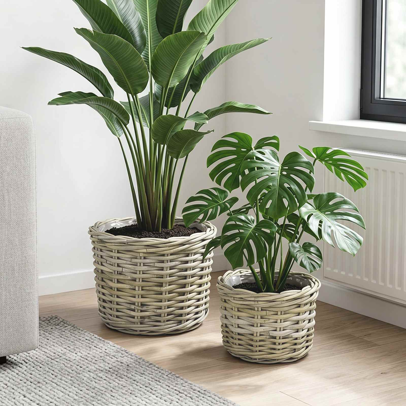 Istutuskorv ladustamisega GENDT 2 tk Looduslik hall Kubu rattan