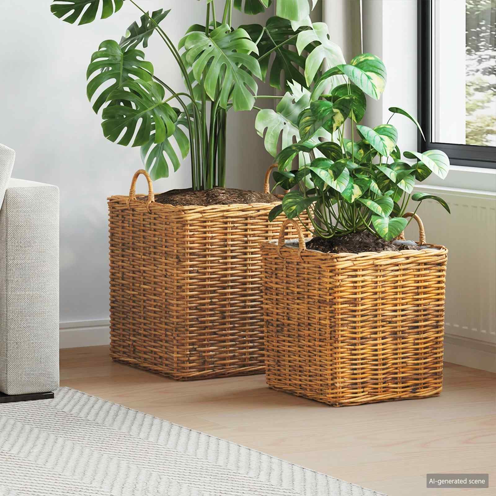 Potitaimede korv GENDT 2 tk Looduslik pruun Kubu rattan