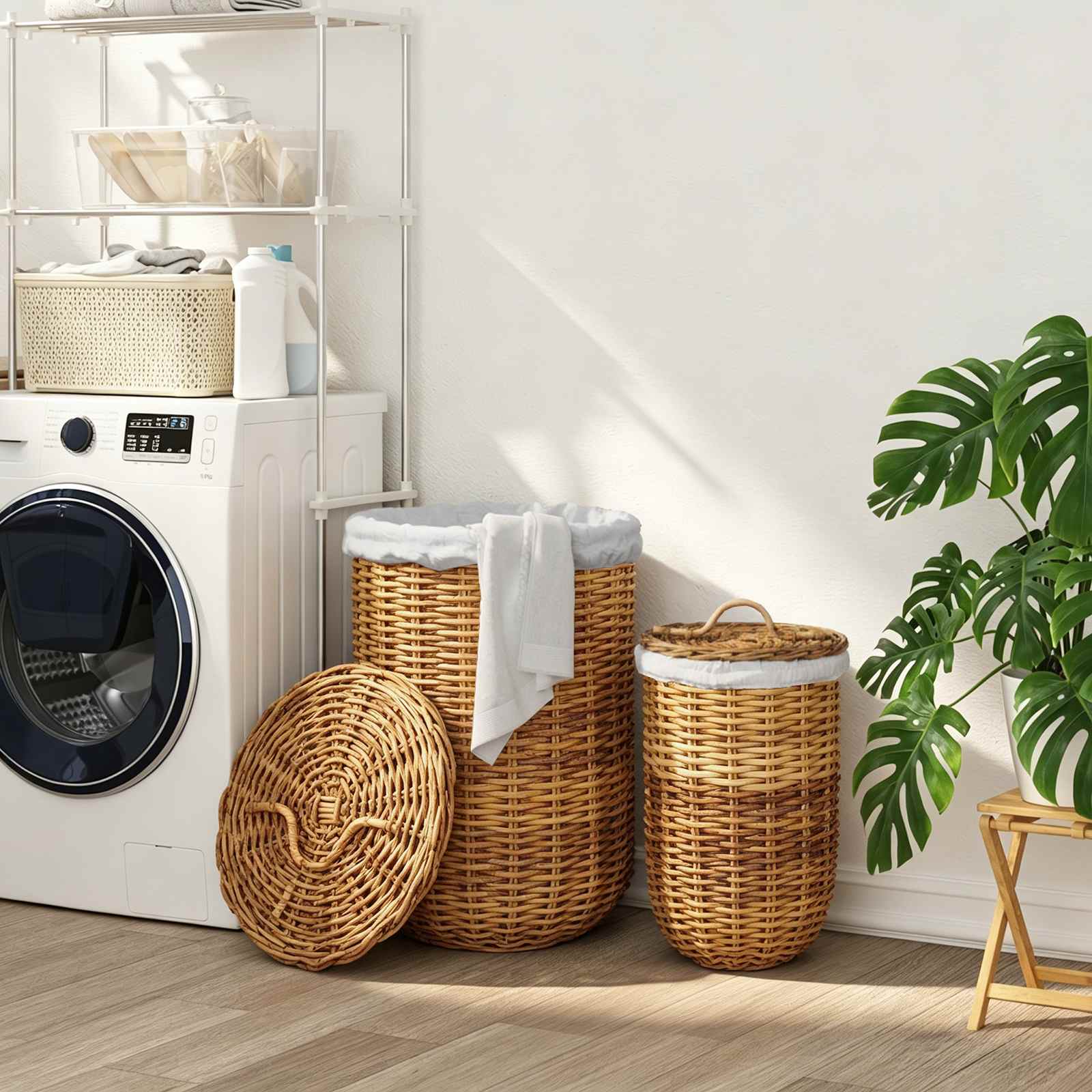 Pesukorv kaanega GENDT 2 tk Looduslik pruun Kubu rattan