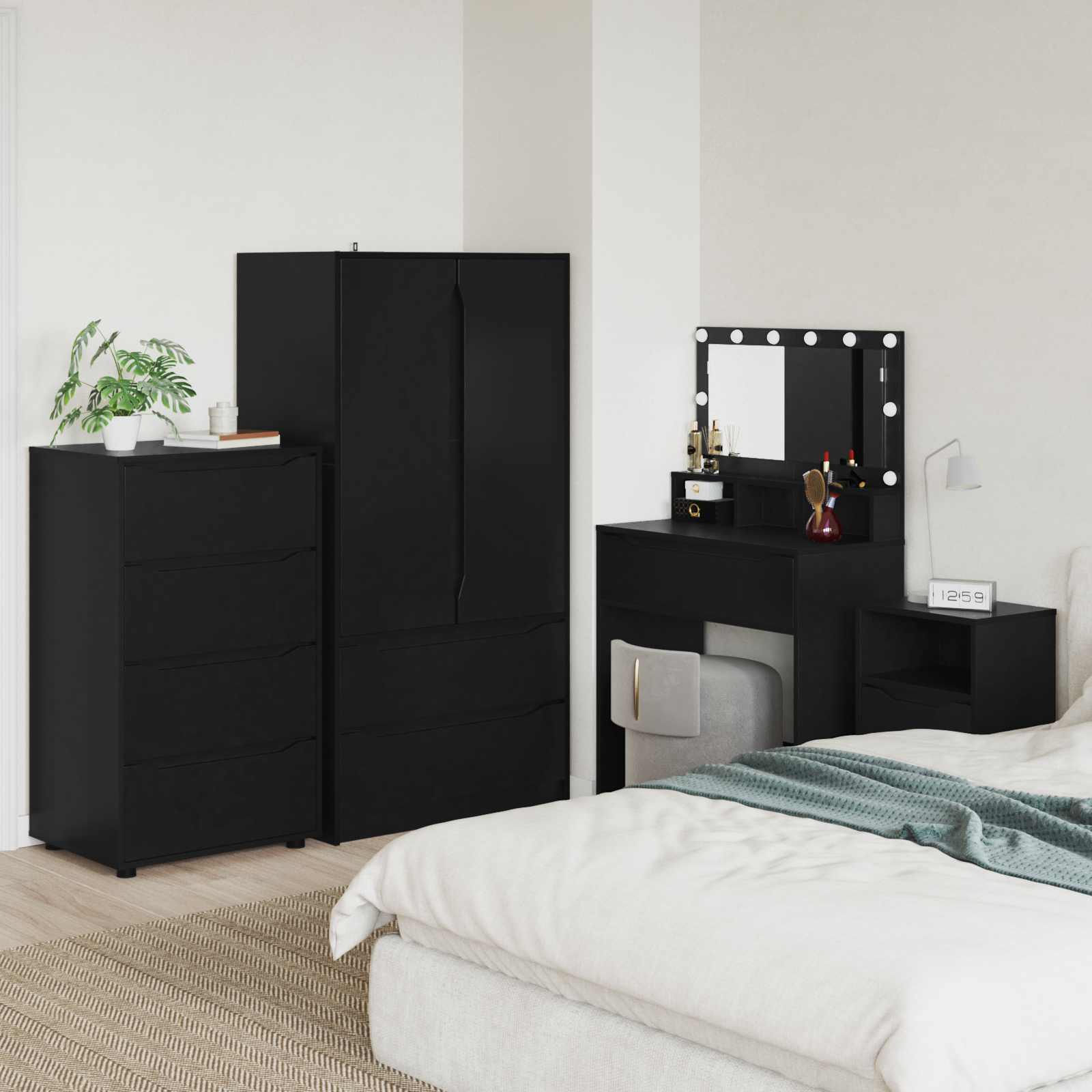 Ladustamiskapid 60 x 48 x 105 cm Tehispuit Must