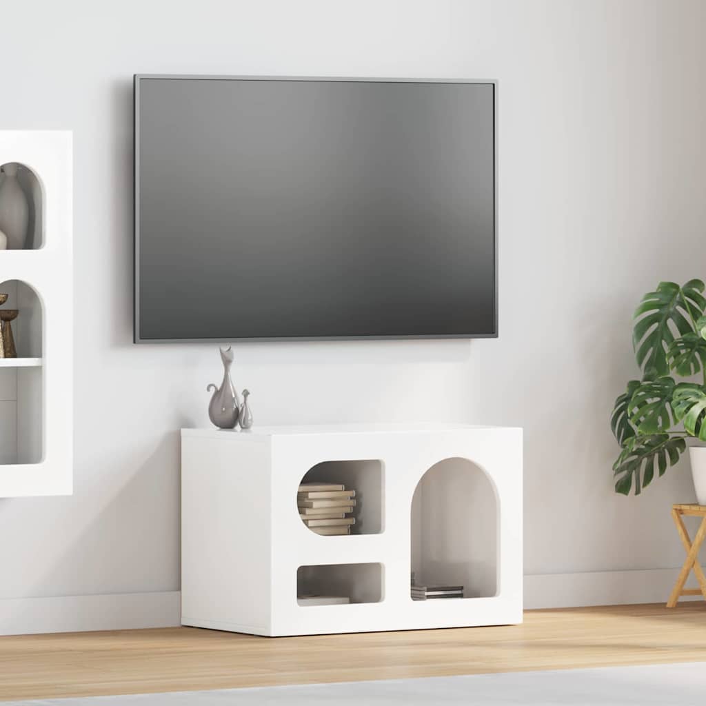 Telerikapp ELST 60 x 35 x 40 cm Kergelt läikiv valge Tehispuit