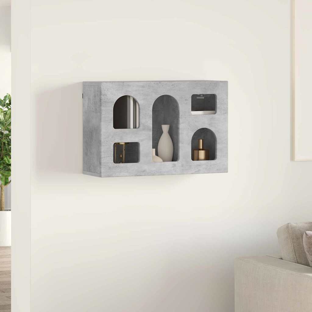 Seinakapp riiuliga ELST Betoonhall 60 x 20 x 40 cm Tehispuit