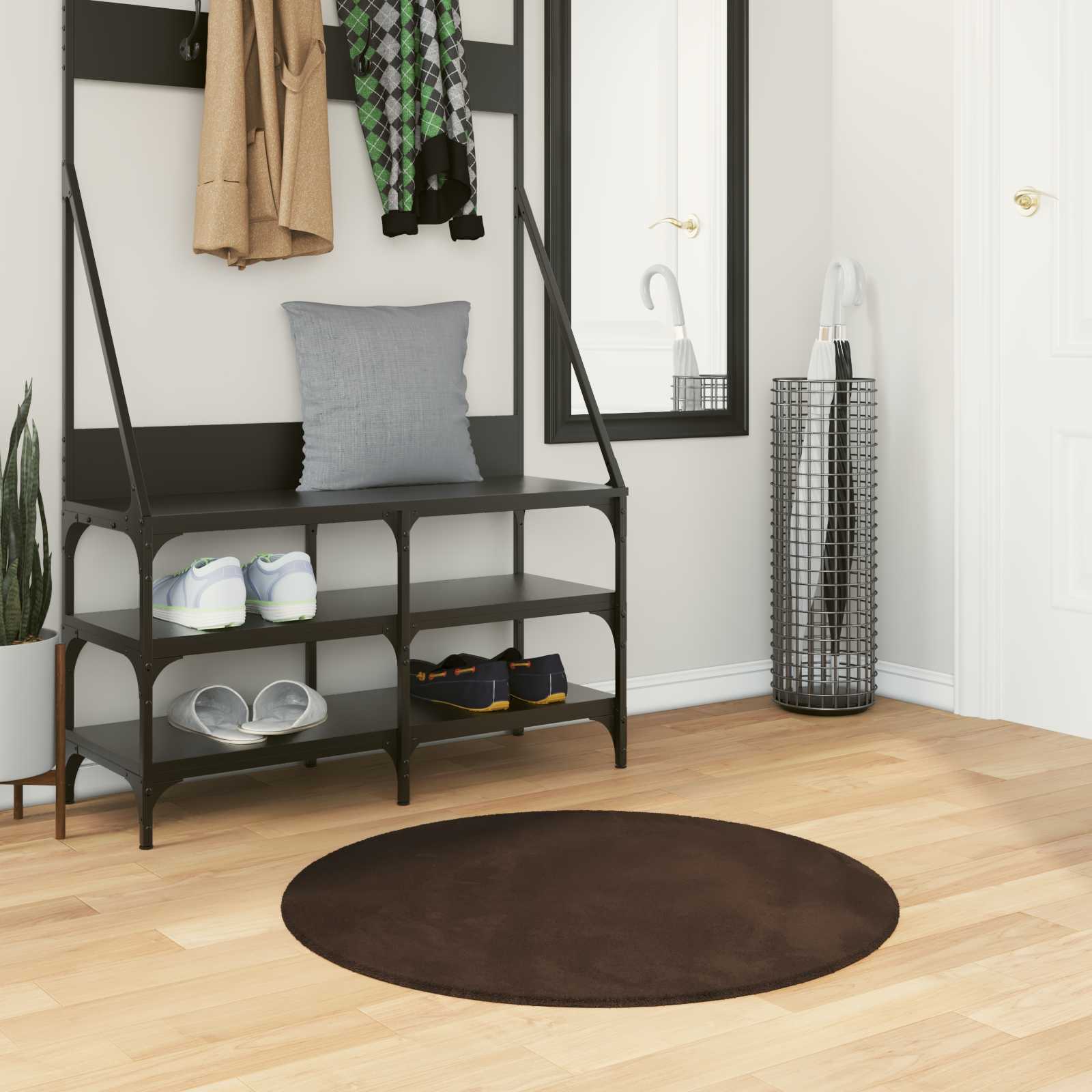 Keskmine vaip pehme ja pestav HUARTE Pruun Ø 80 CM Polüester