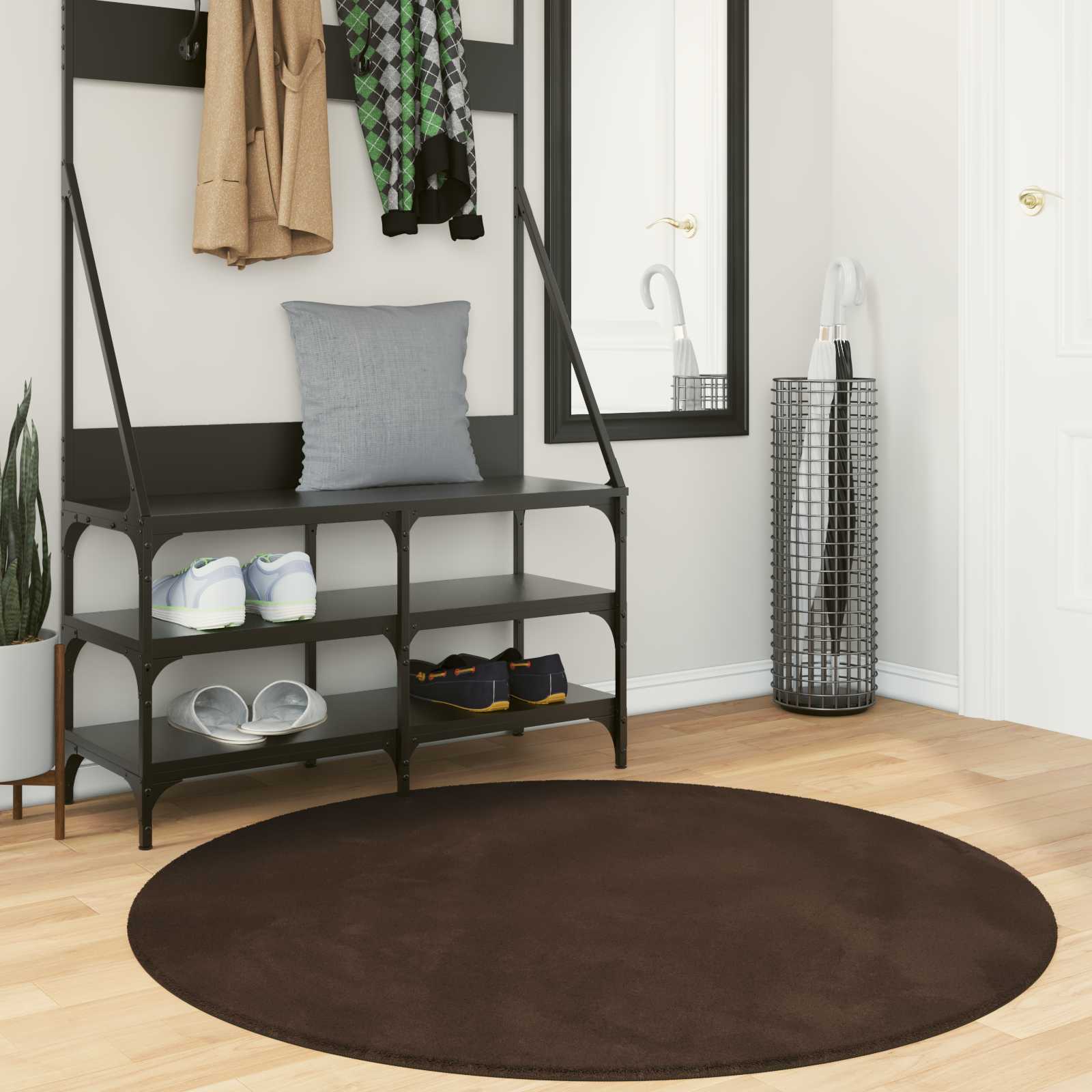 Keskmine vaip pehme ja pestav HUARTE Pruun Ø 120 CM Polüester