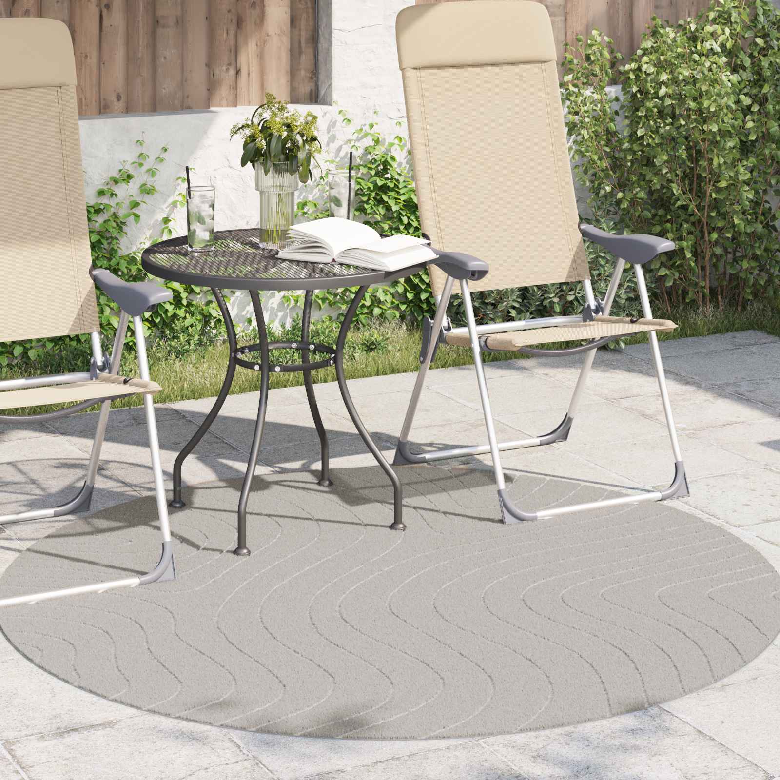 Siseruumide ja välitingimuste vaip PALMERAS cream Ø 120 CM
