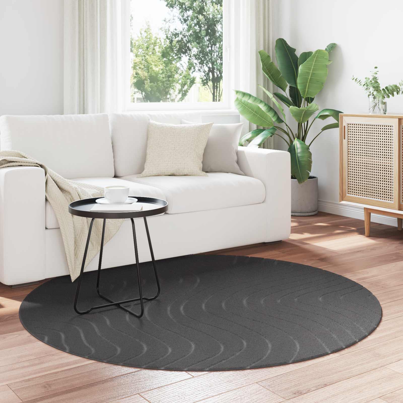 Siseruumide ja välitingimuste vaip PALMERAS Antratsiit Ø 160 CM