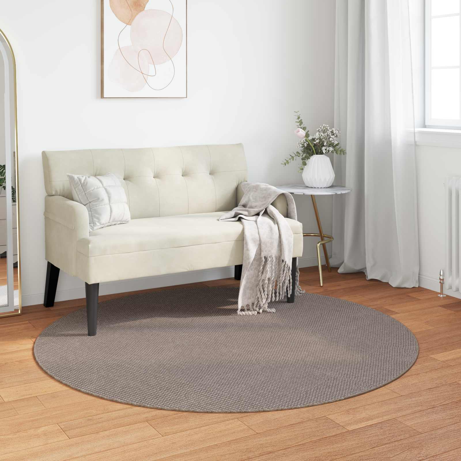 Siseruumide vaip LUGO Kreem ja Taupe Ø 120 cm Polüester