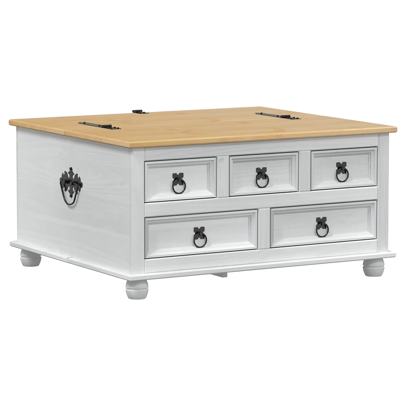 Storage box sahtliga riiuliga Valge 90 x 78 x 45 cm Tahke mänd