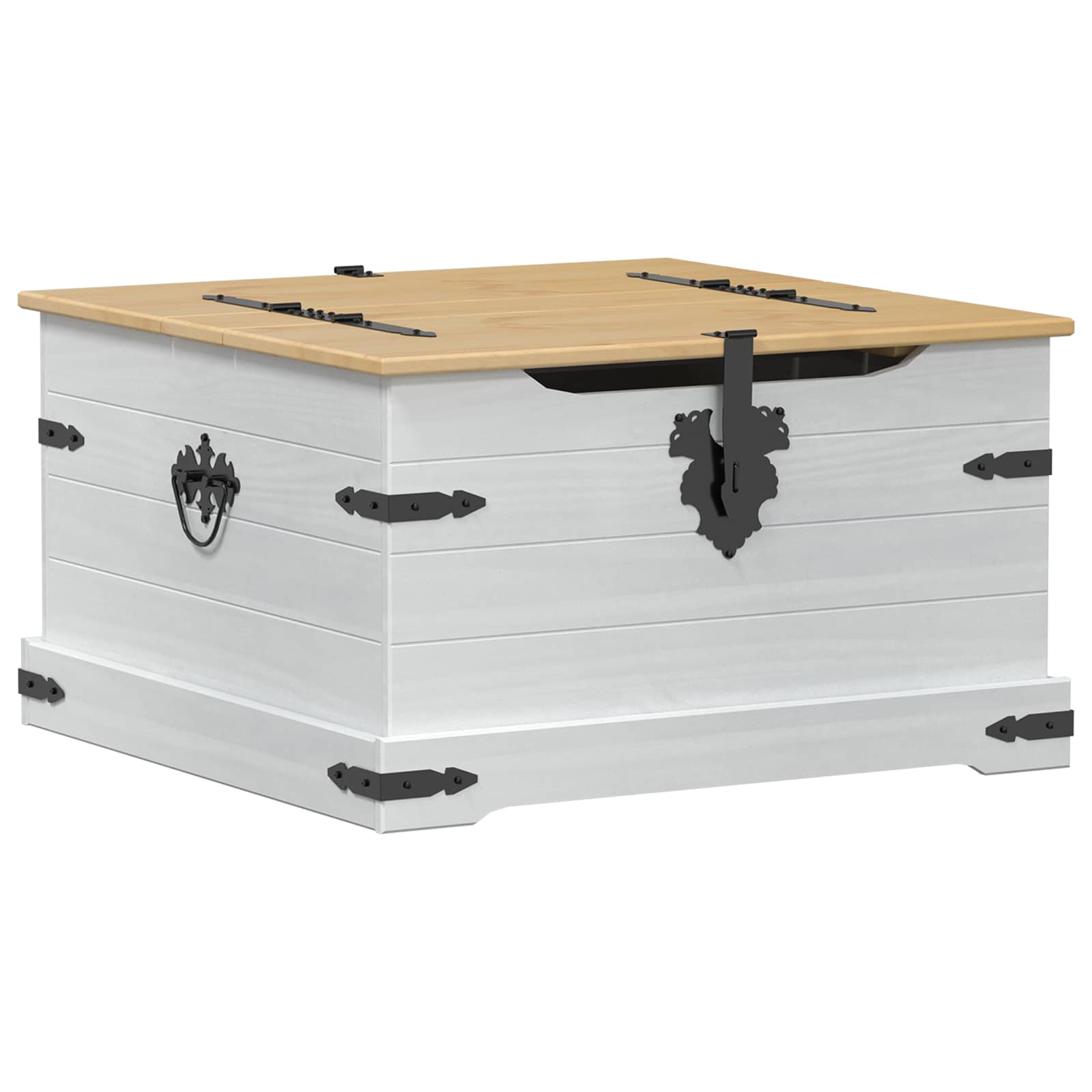 Storage box riiuliga Valge 78 x 78 x 45 cm Tahke mänd