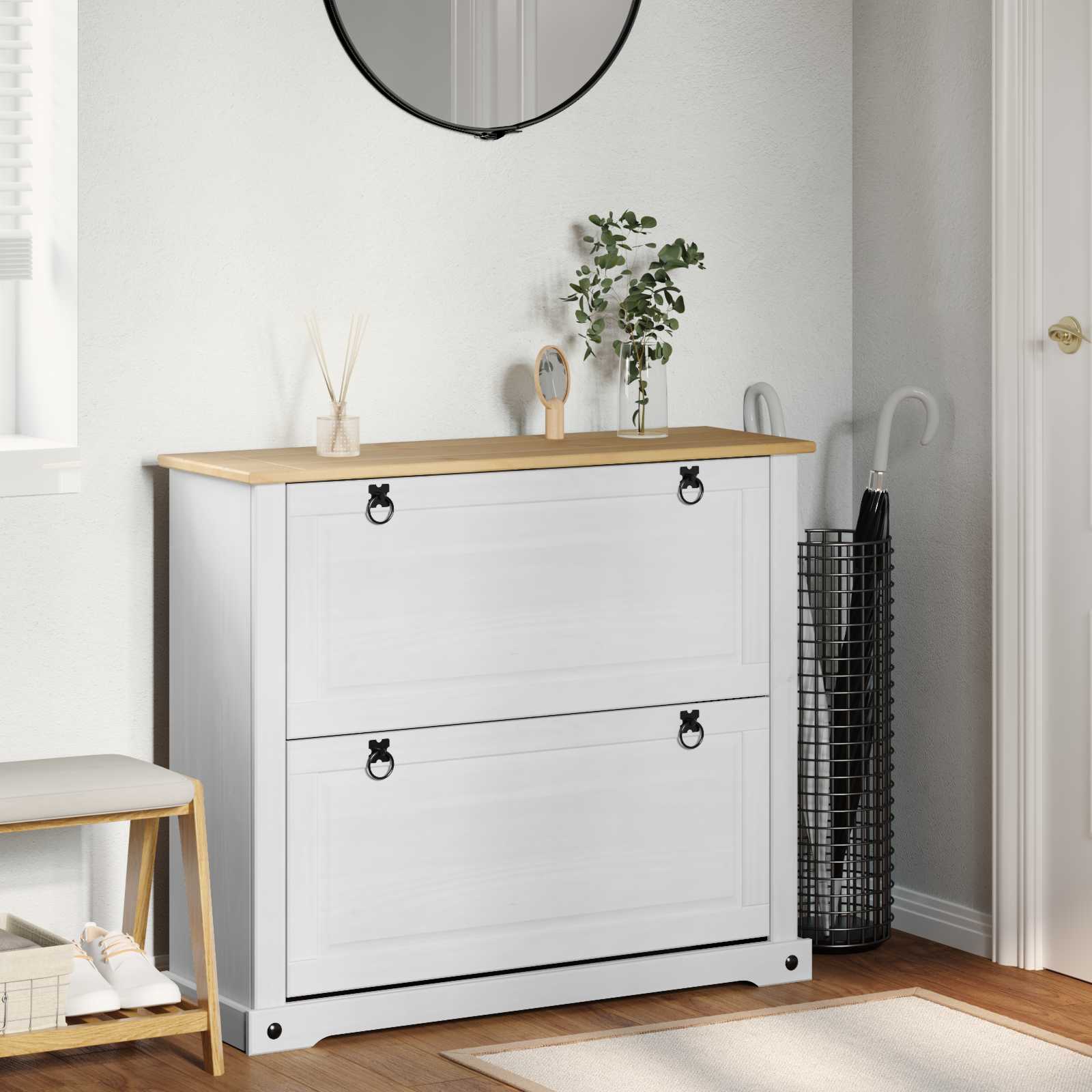 Kinga kapp riiuliga Corona Valge 99 x 32 x 85 cm Tahke mänd