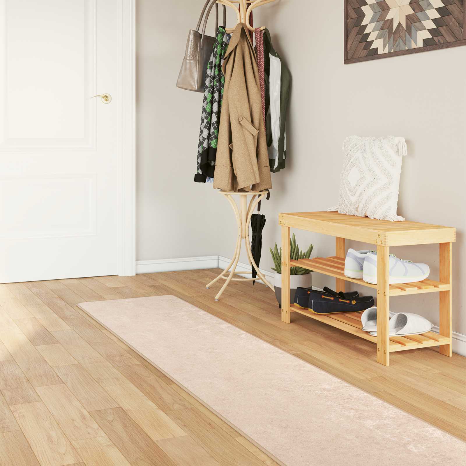 Vaip Rätikutoru MARSA Kreemjas 50 x 250 cm Polüester ja PVC