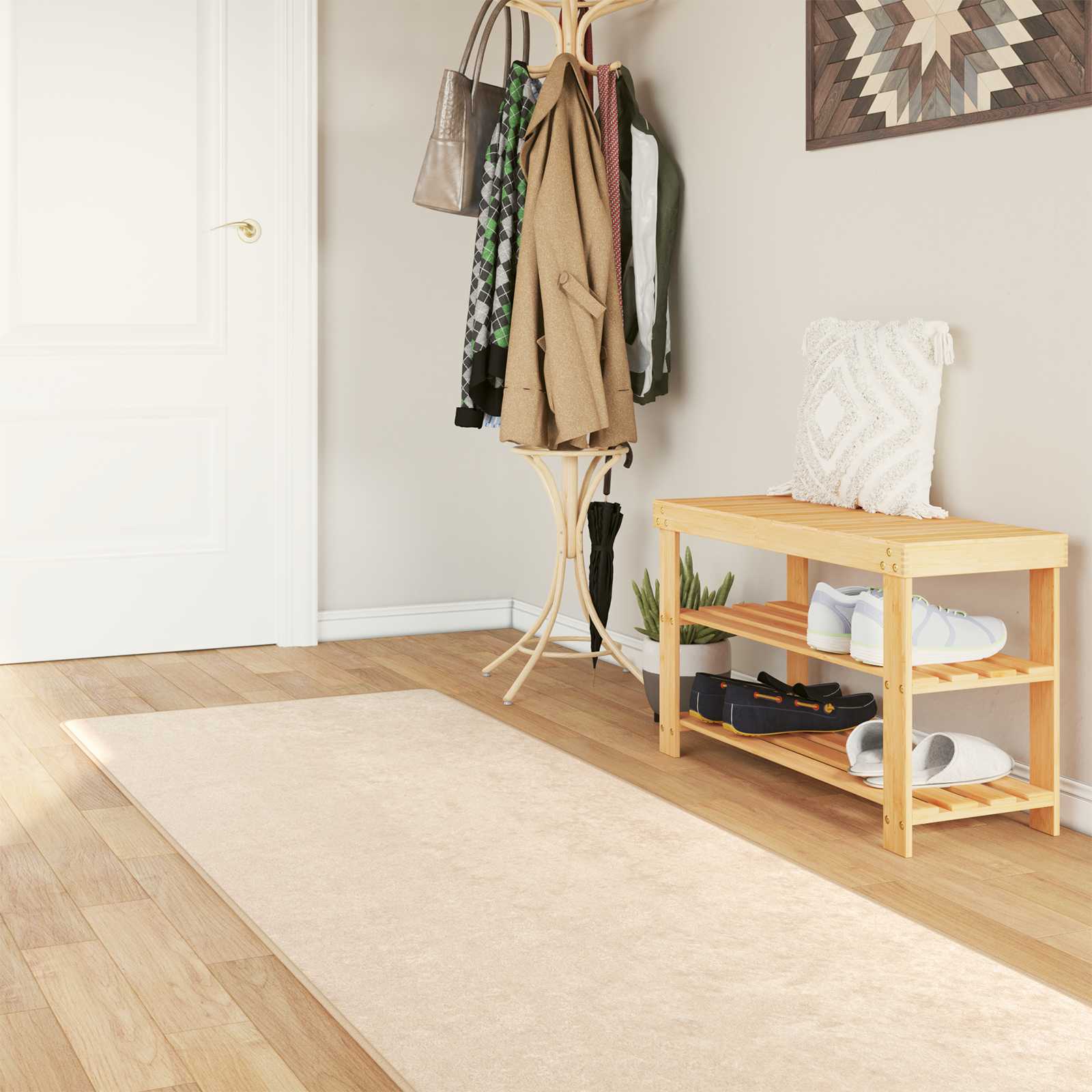 Vaip Rätikutoru MARSA Kreemjas 80 x 250 cm Polüester ja PVC