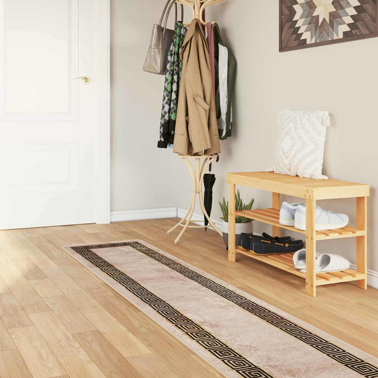 Vaip Rätikutoru MARSA Bež ja must 50 x 400 cm Polüester ja PVC