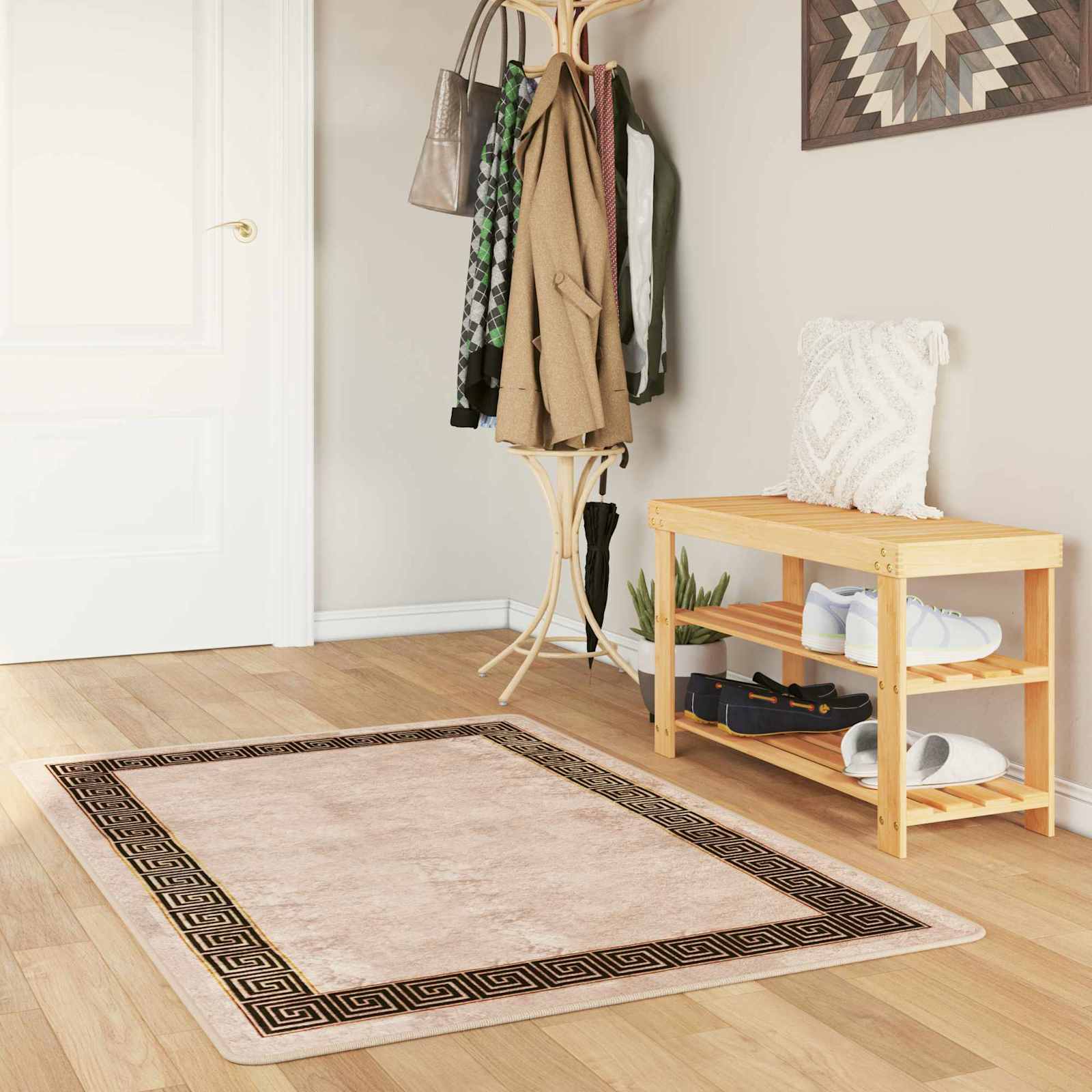 Vaip Rätikutoru MARSA Bež ja must 100 x 200 cm Polüester ja PVC