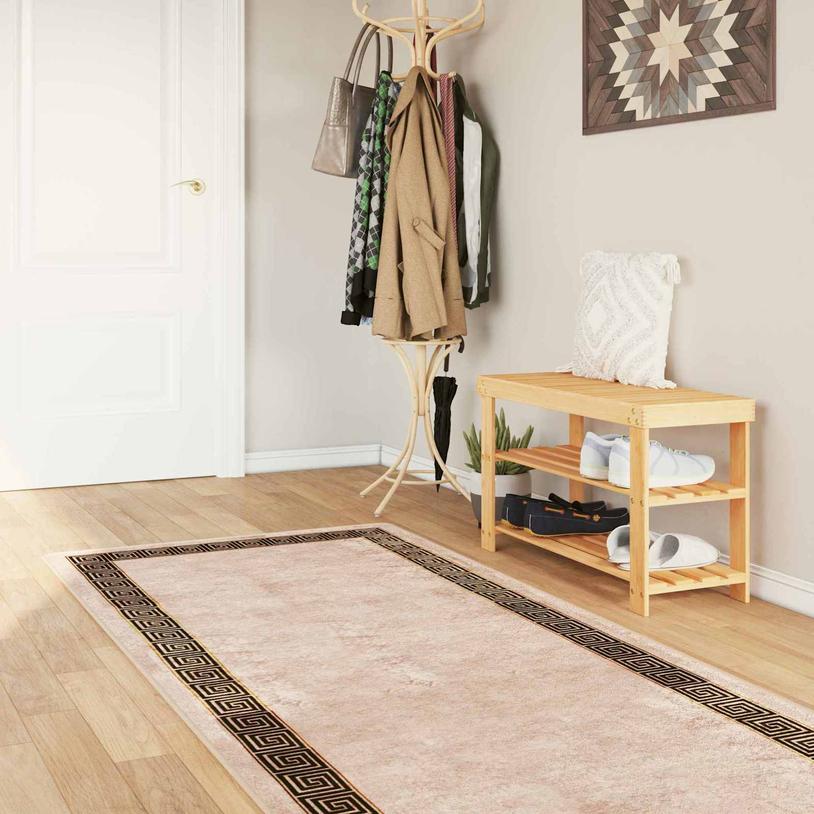 Vaip Rätikutoru MARSA Bež ja must 100 x 350 cm Polüester ja PVC