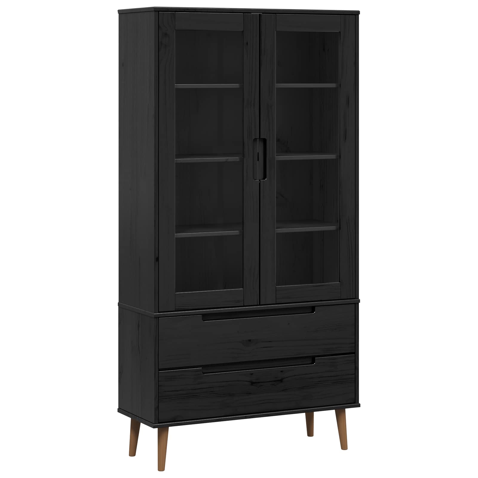 Klaasist vitriinkapp MOLDE 90 x 35 x 175 cm Toekas männipuit