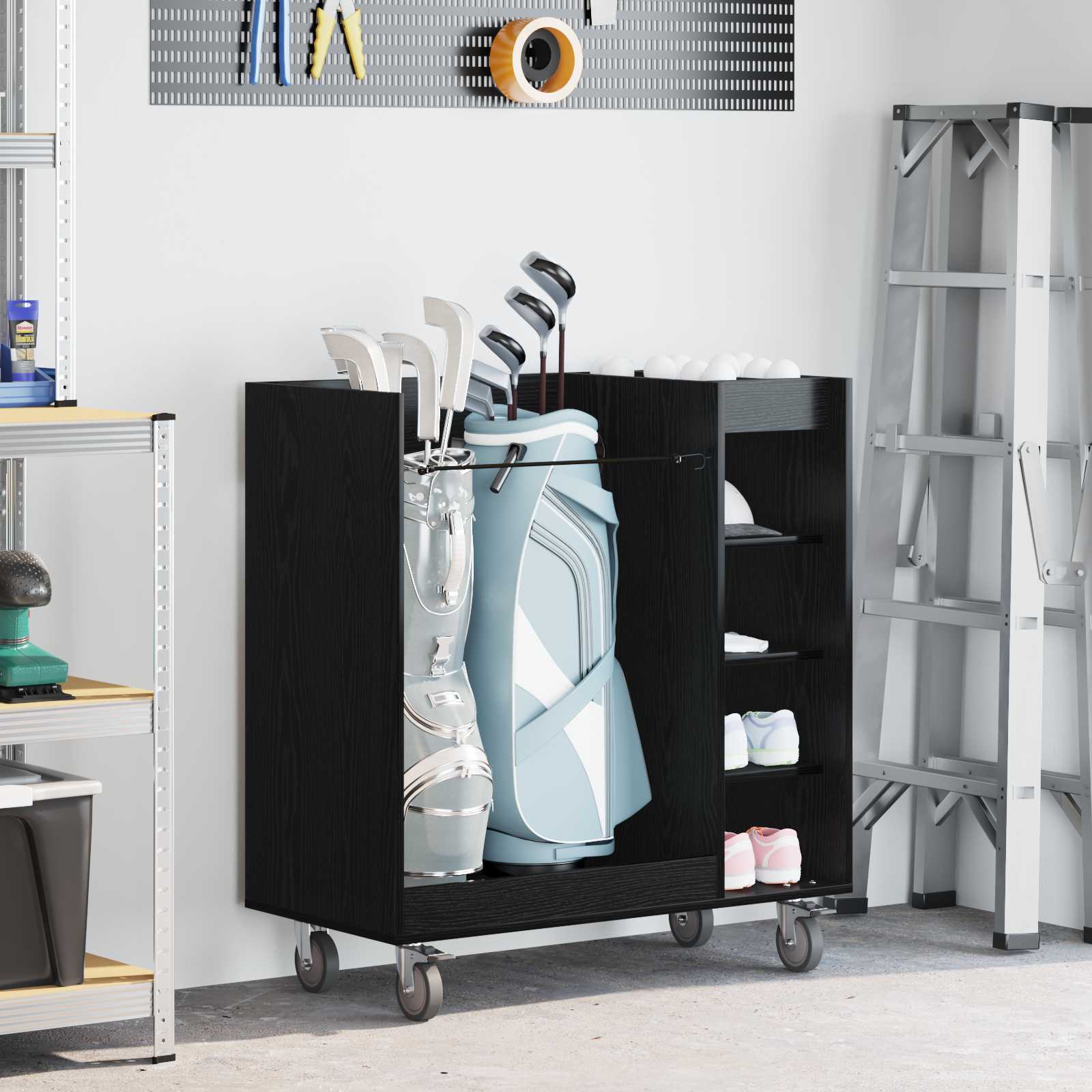 Golfikapp rattaga Üksvärviline Must tamm 90 x 45 x 98 cm