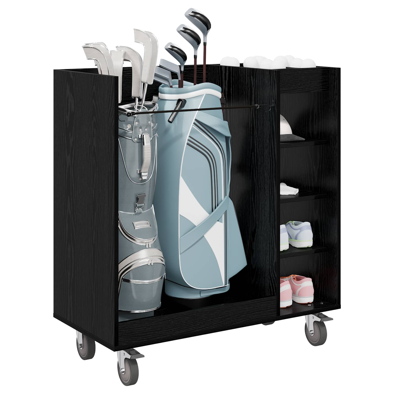 Golfikapp rattaga Üksvärviline Must tamm 90 x 45 x 98 cm