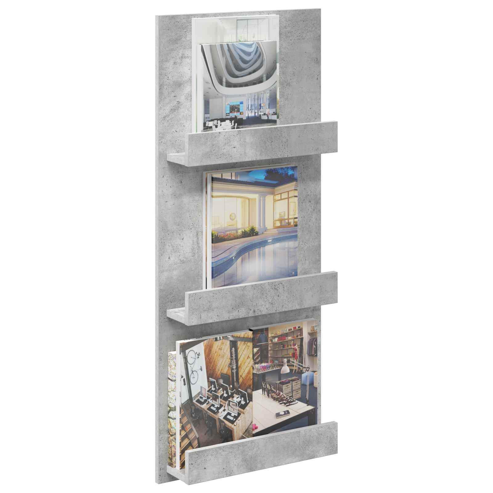 Ajakirja riiul riiuliga Betoonhall 43 x 11 x 102 cm Tehispuit
