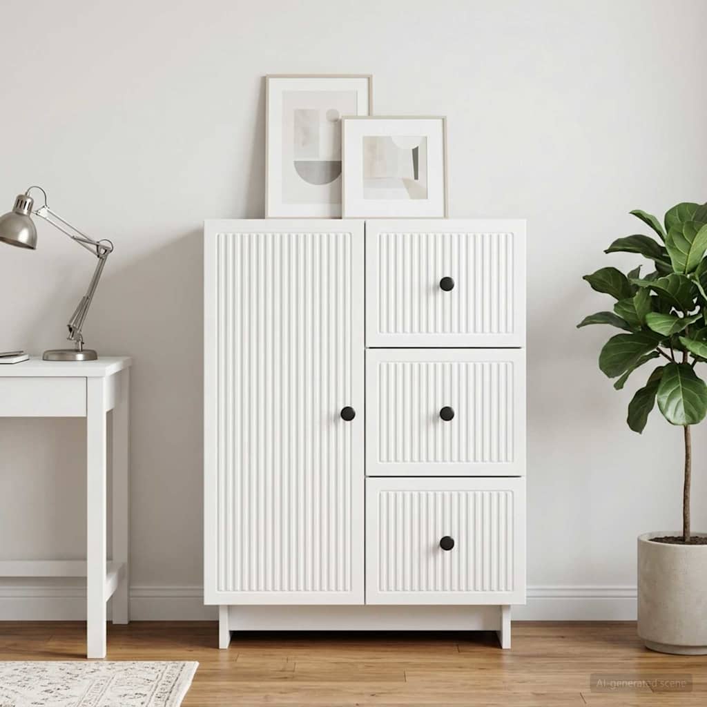 Kõide sahtliga Kõrgläikega valge 66 x 34,5 x 90 cm Tehispuit