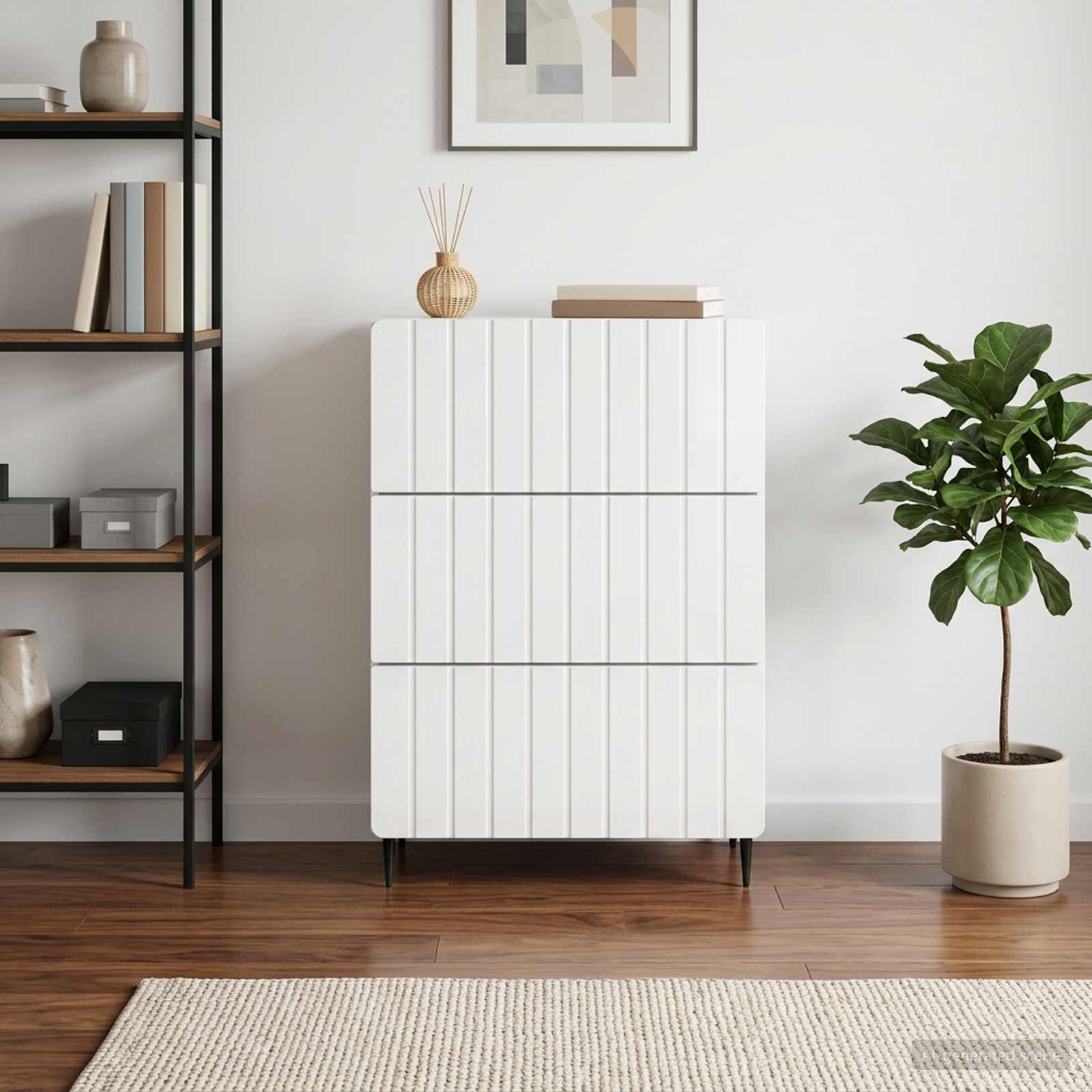 Sahtlibüroo 66 x 34,5 x 92 cm Tehispuit Kõrgläikega valge