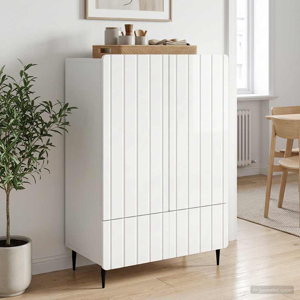 Kõide Kõrgläikega valge 66 x 34,5 x 97 cm Tehispuit
