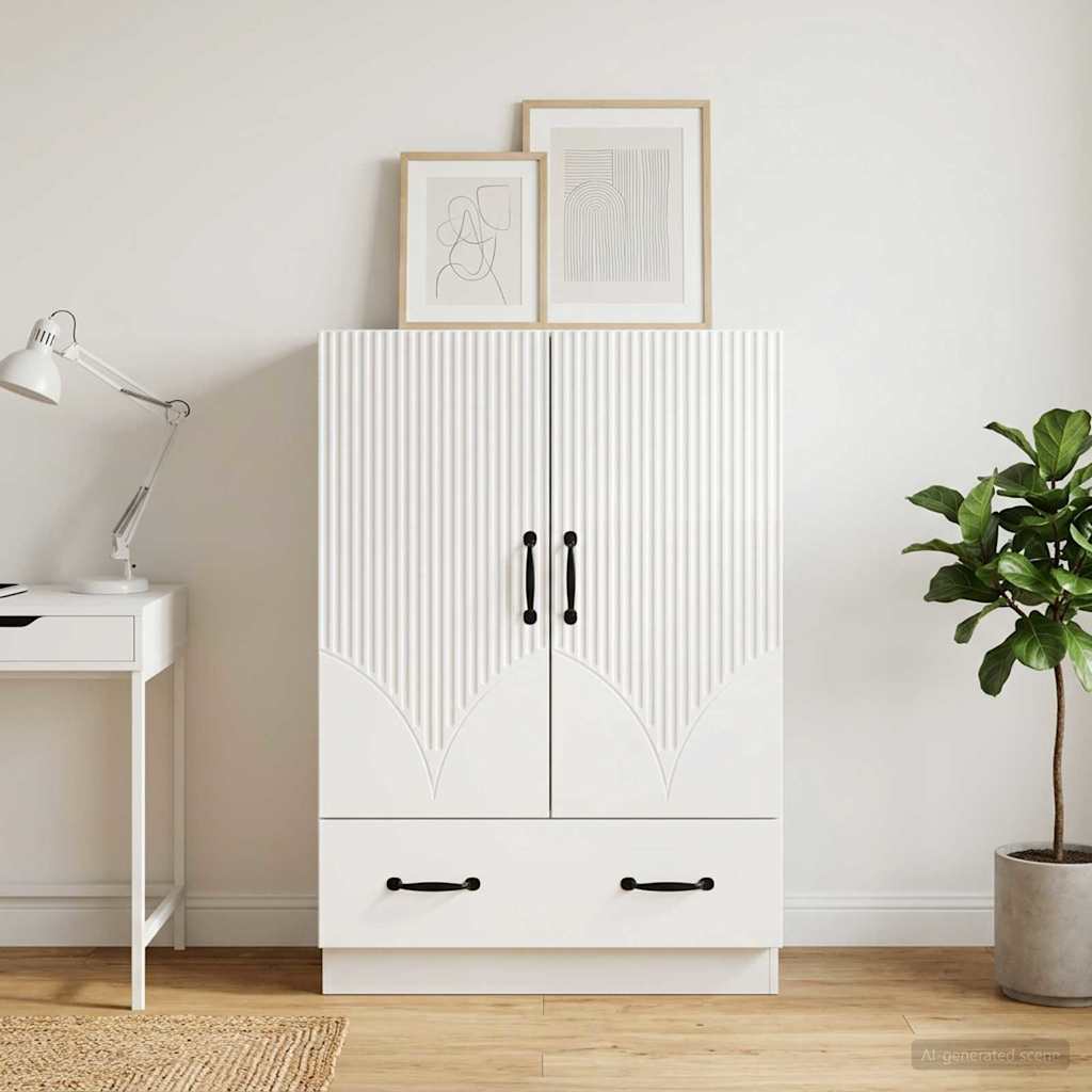 Kõide sahtliga Kõrgläikega valge 66 x 34,5 x 92 cm Tehispuit