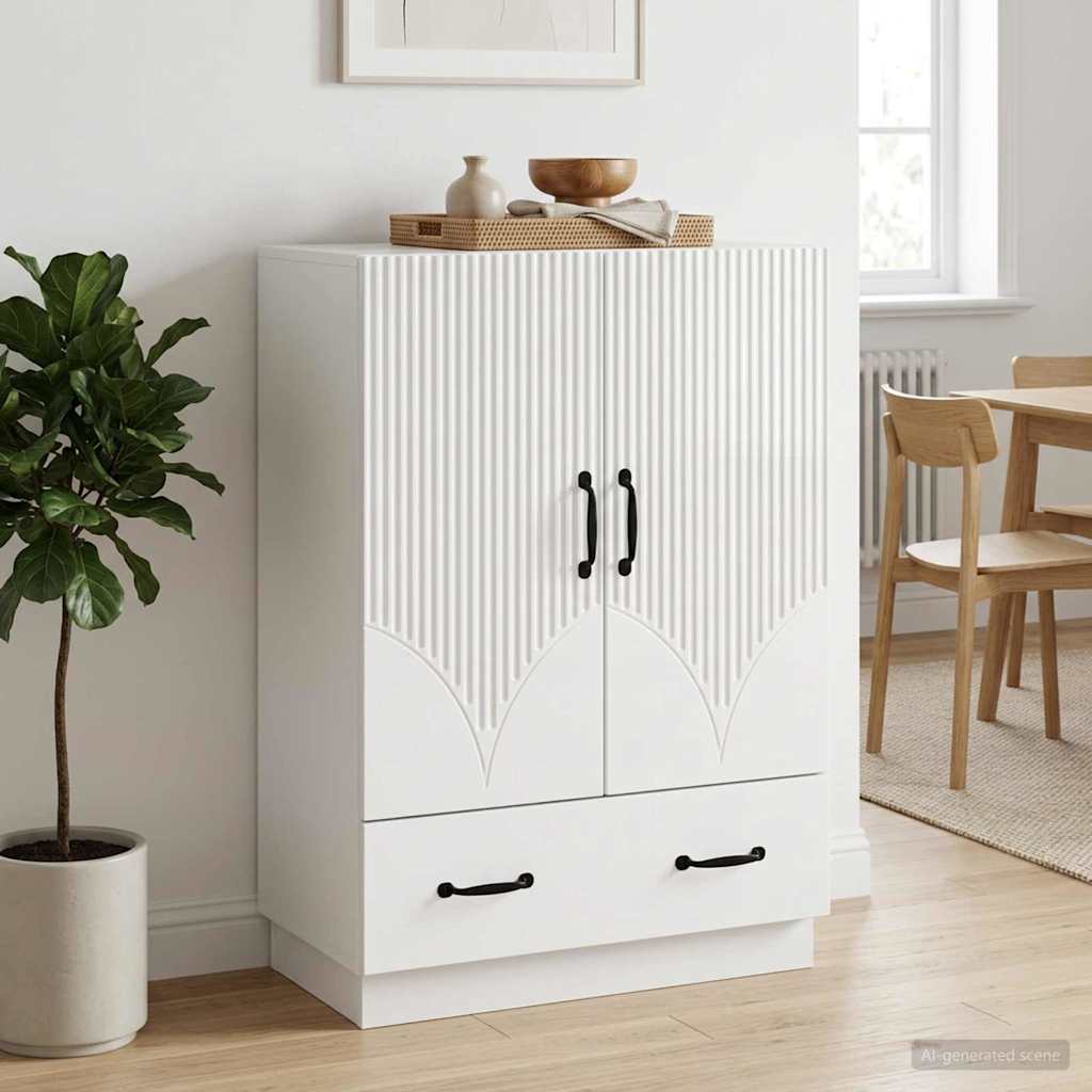 Kõide sahtliga Kõrgläikega valge 66 x 34,5 x 92 cm Tehispuit