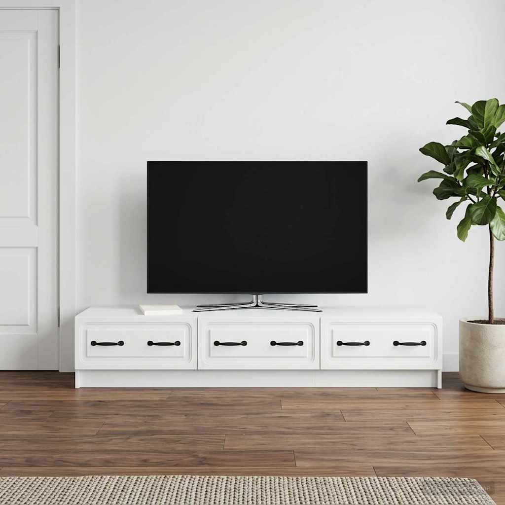 Telerikapp sahtliga Valge 147 x 34,5 x 27 cm Tehispuit