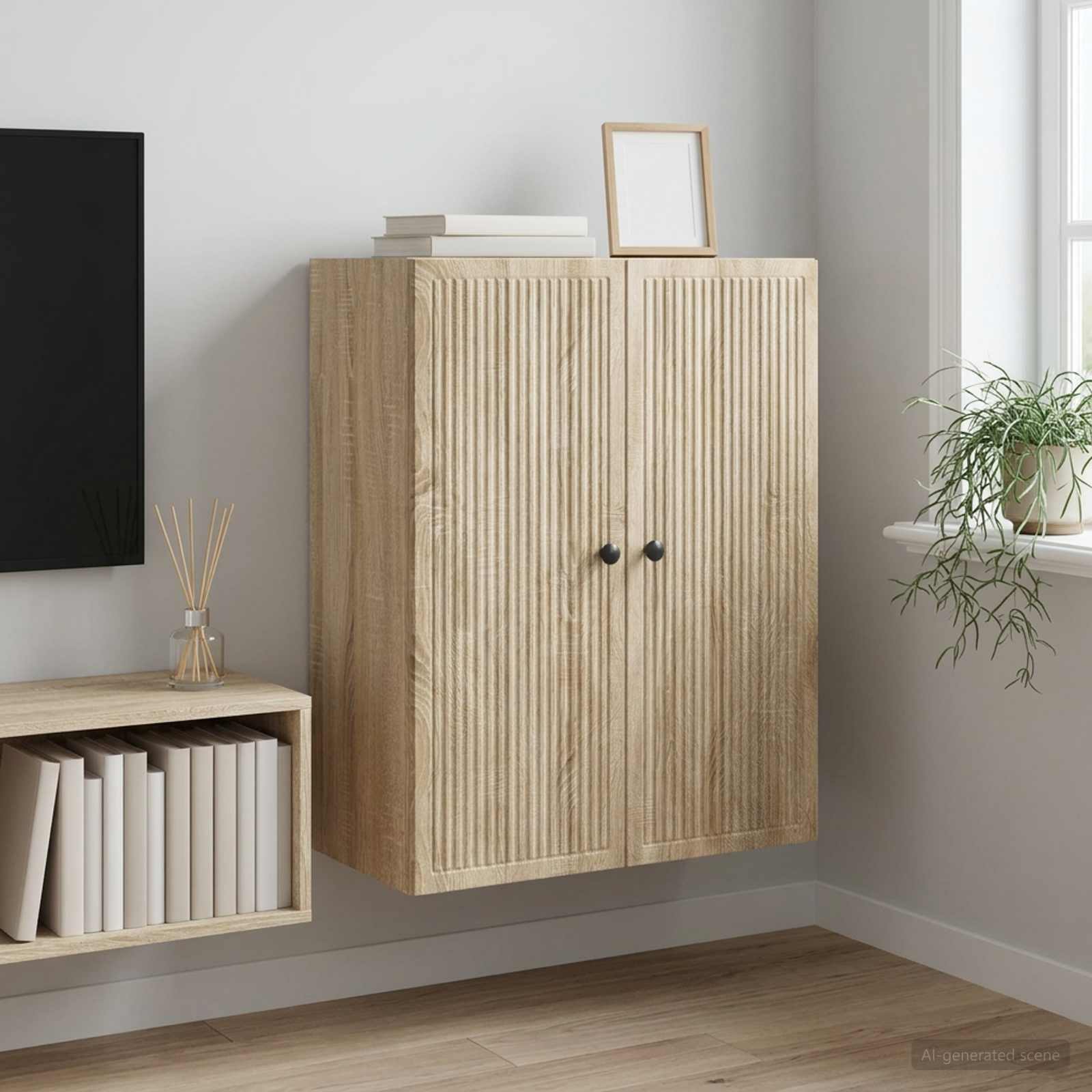Seinale kinnitatav kapp Sonoma tamm 66 x 34,5 x 90 cm Tehispuit