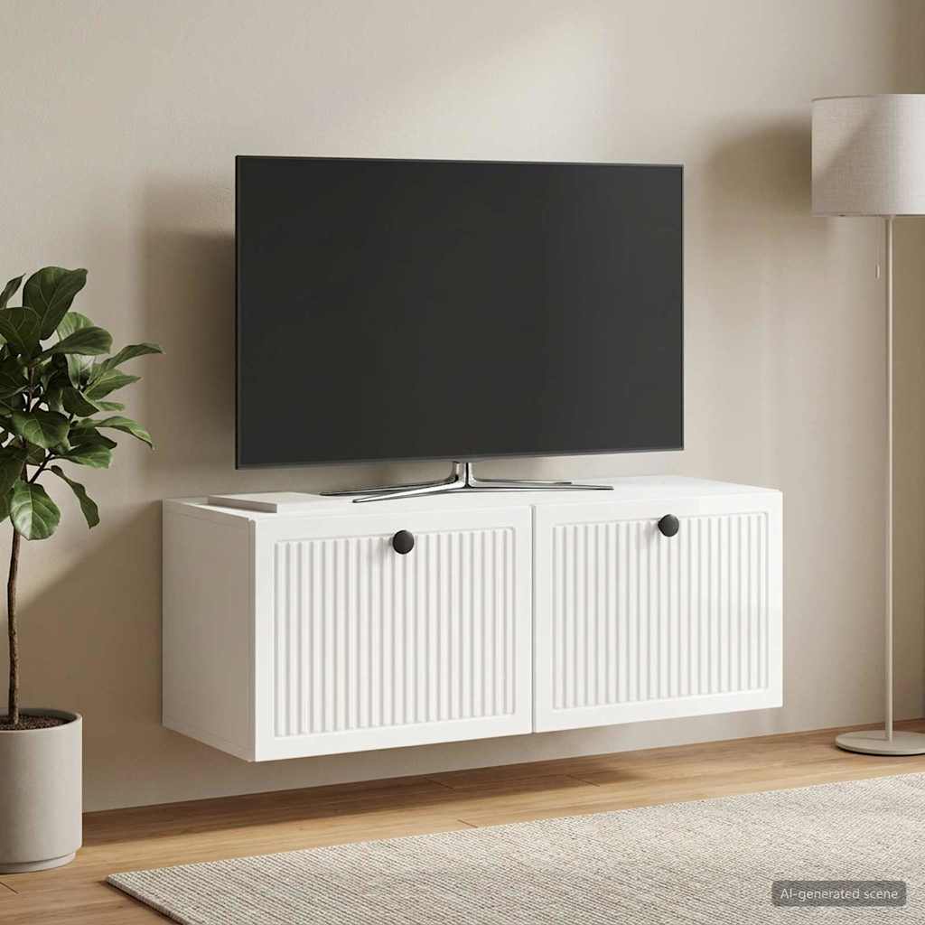 Rippuv TV kapp Kõrgläikega valge 78,5 x 31 x 30 cm Tehispuit