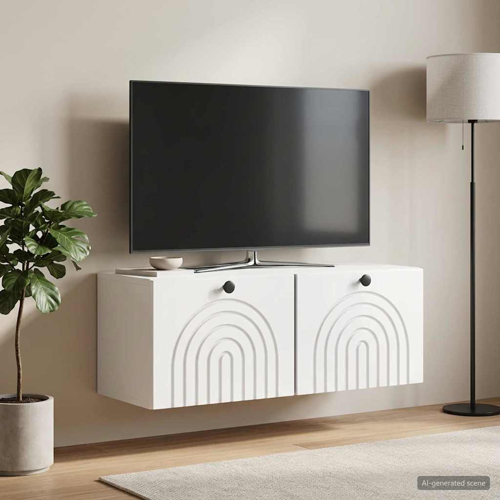 Rippuv TV kapp Kõrgläikega valge 78,5 x 31 x 30 cm Tehispuit