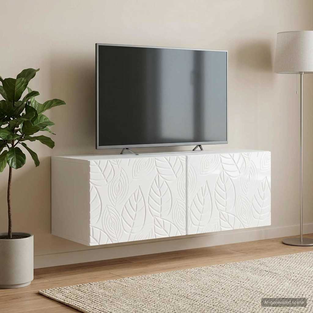 Rippuv TV kapp 59,5 x 31 cm Kõrgläikega valge Tehispuit