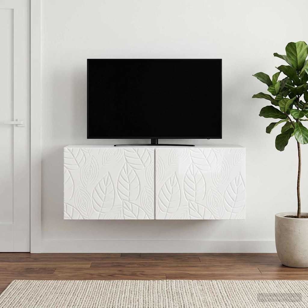 Rippuv TV kapp 59,5 x 31 cm Kõrgläikega valge Tehispuit